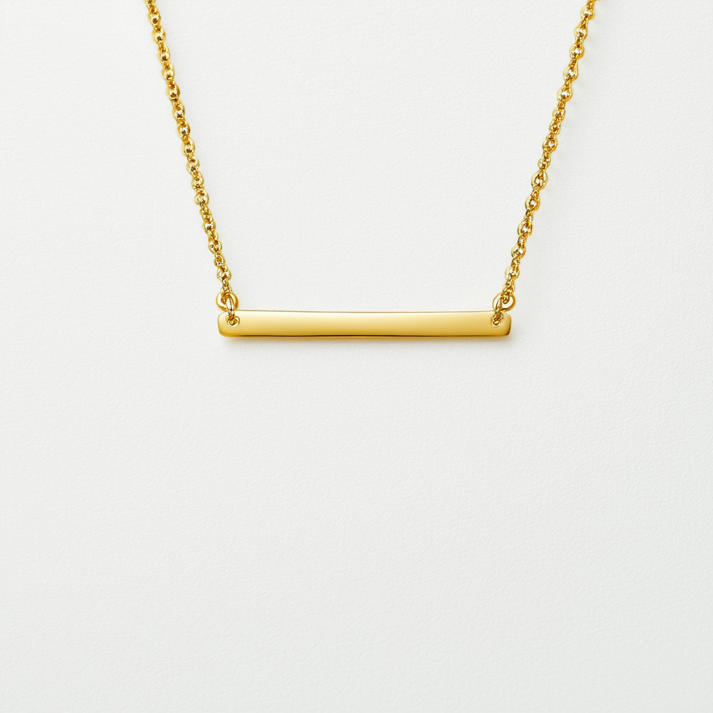 Amazon Collection 14k Yellow Gold Italian Bar Pendant Necklace, 18"
