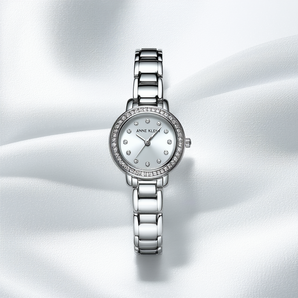 Anne Klein Women's Silver-Tone Diamond-Accented Bracelet Watch
