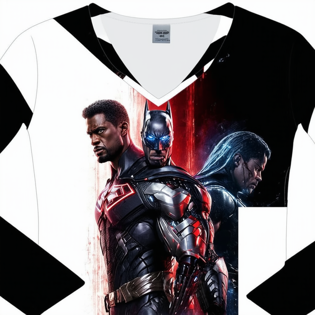 Justice League Movie Cyborg-S S Adult V-Neck 30 1-Black