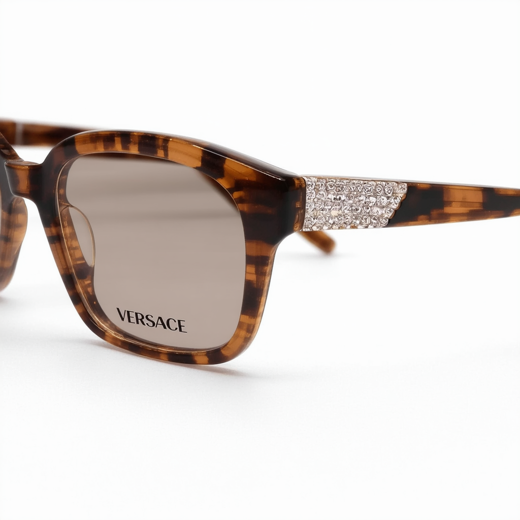 Versace VE3270Q Women's Eyeglasses Transparent Brown/Crystal 52