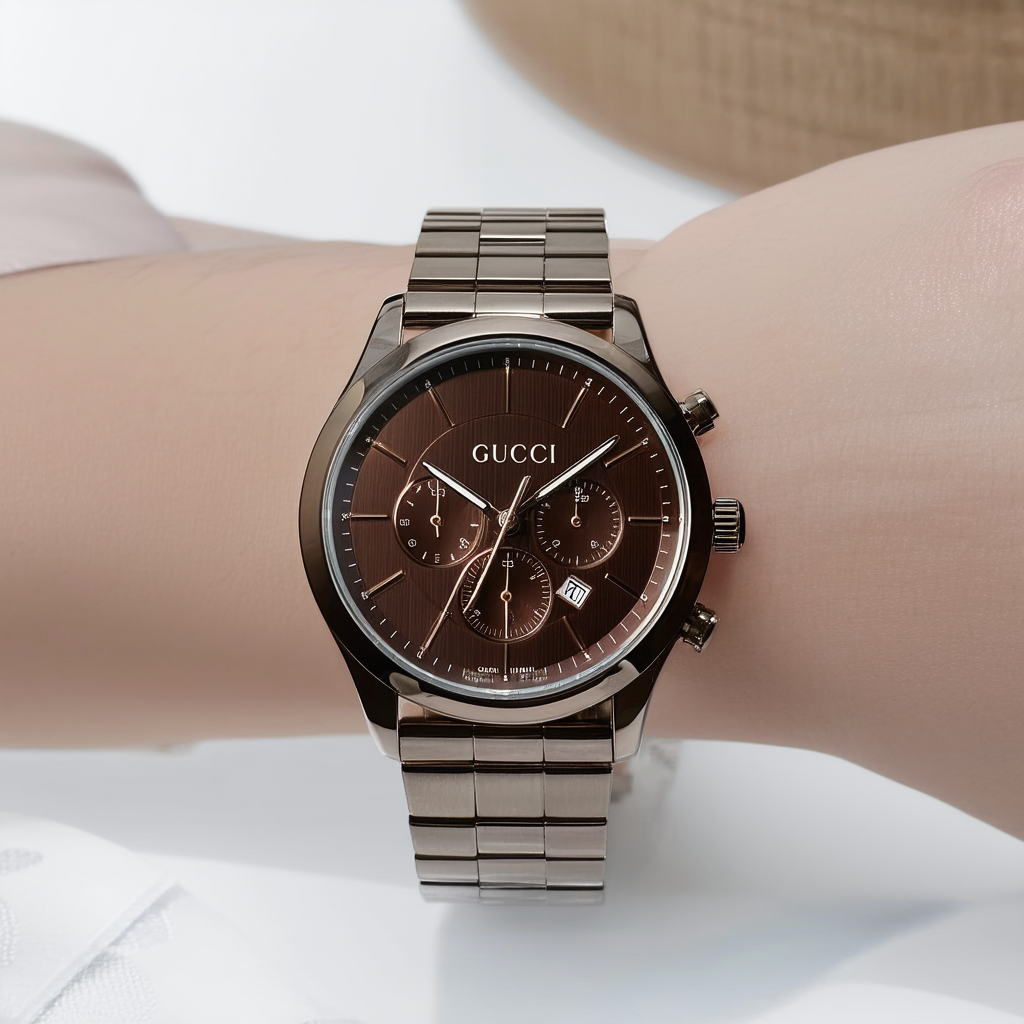 Gucci G-Timeless Medium Brown Dial Stainless-Steel Men's Watch(Model:YA126406)