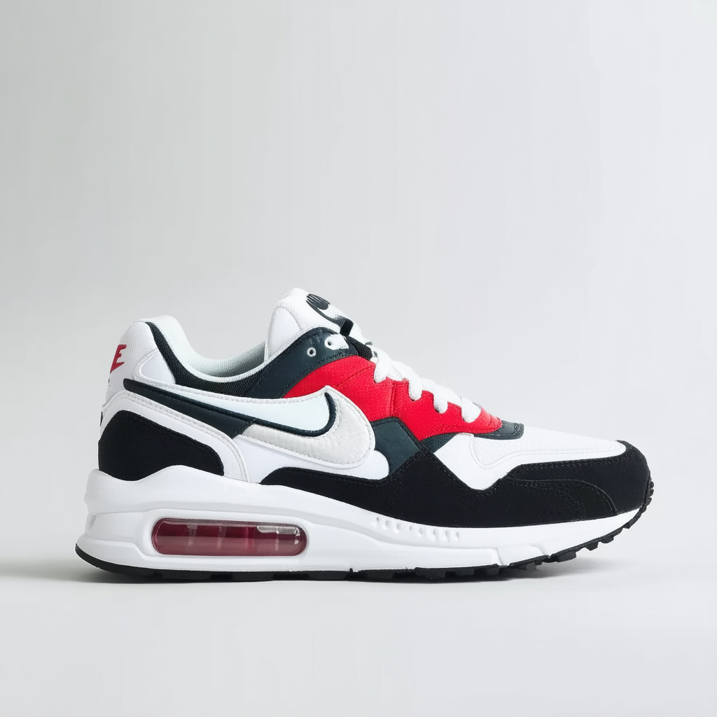 Nike Men's AIR MAX Correlate Leather Running Shoes 8 (White/White/Team RED/DRK Obsdn)