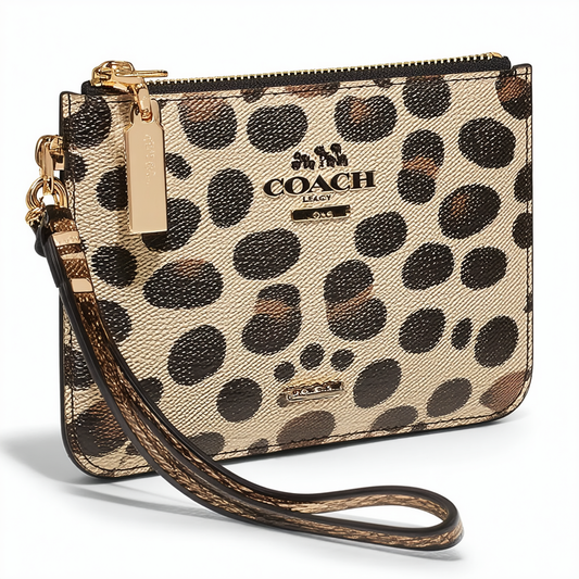 NEW AUTHENTIC COACH LEGACY OCELOT PRINT ZIP WRISTLET WALLET