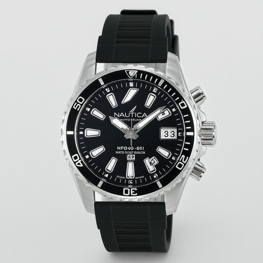 Nautica Men's N11545G BFD 101 Diver Black Dial Watch