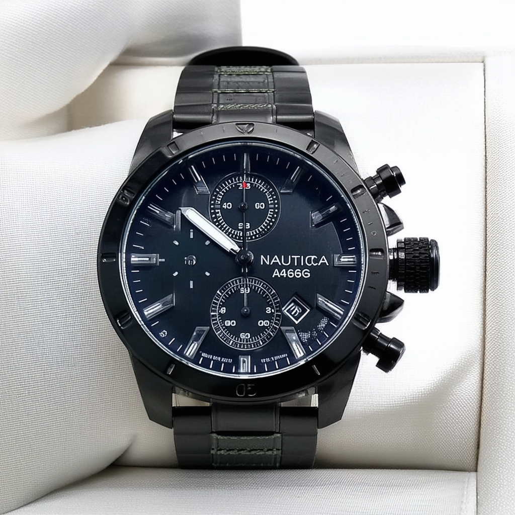 Nautica Men's A14696G BFD 101 Chrono Analog Display Analog Quartz Black Watch