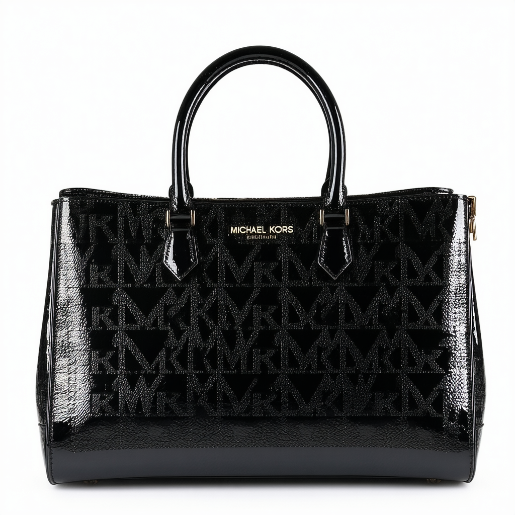 Michael Kors Signature Grayson Black PVC Large Satchel