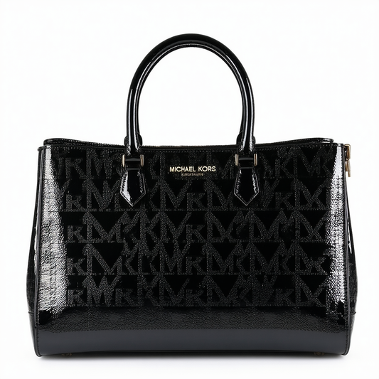 Michael Kors Signature Grayson Black PVC Large Satchel
