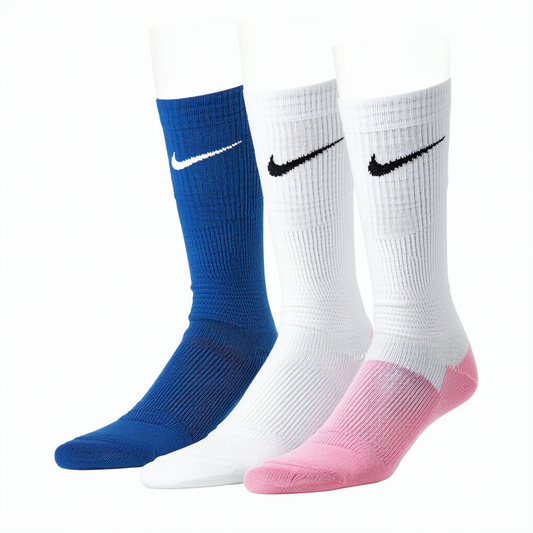 Nike Men`s Everyday Essential Crew Socks 3 Pack (White(SK0109-911)/Blue/Pink, Large)
