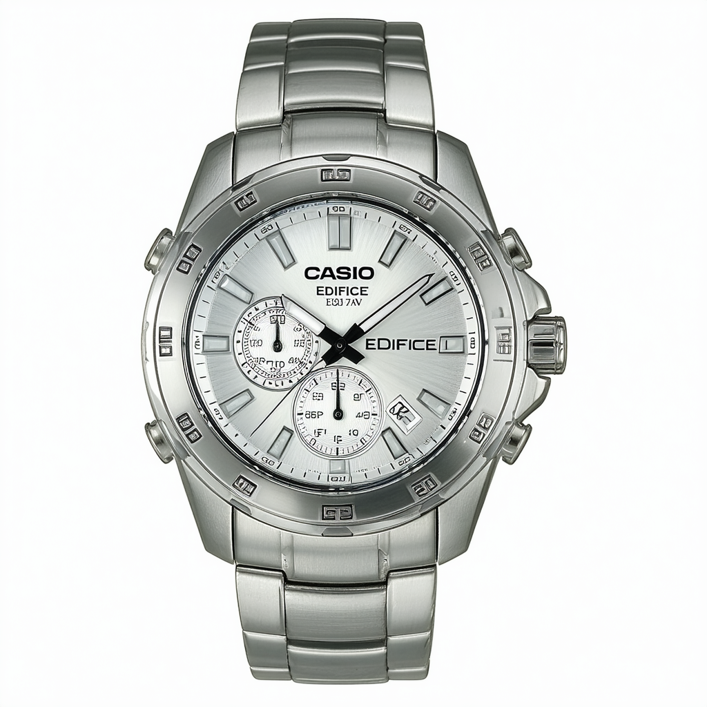 Casio Men's Edifice EF131D-7AV Silver Stainless-Steel Quartz Watch with Silver Dial