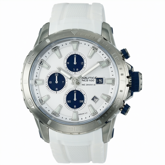 Nautica Men's N25510G NCS-100 White Polyurethane Strap Chronograph Watch