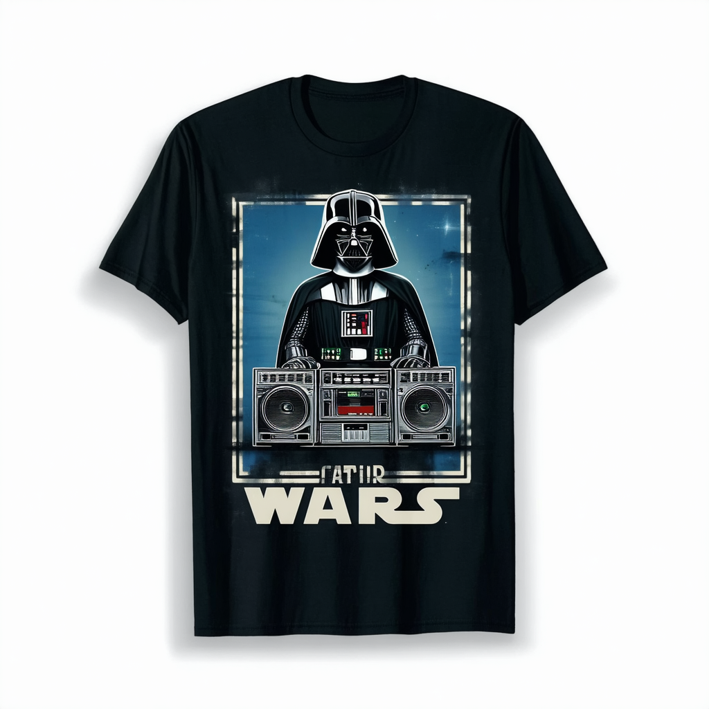 Star Wars Darth Vader Boombox Retro Adult Black T-Shirt
