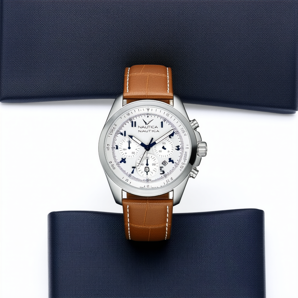 Nautica Men's A21550G NCS 801 Stainless Steel Watch with Brown Leather Band