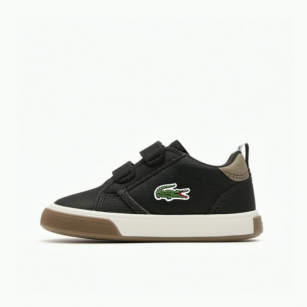 Lacoste Unisex-Kid's Ampthill Sneaker, Black/Khaki, 12. M US Little Kid