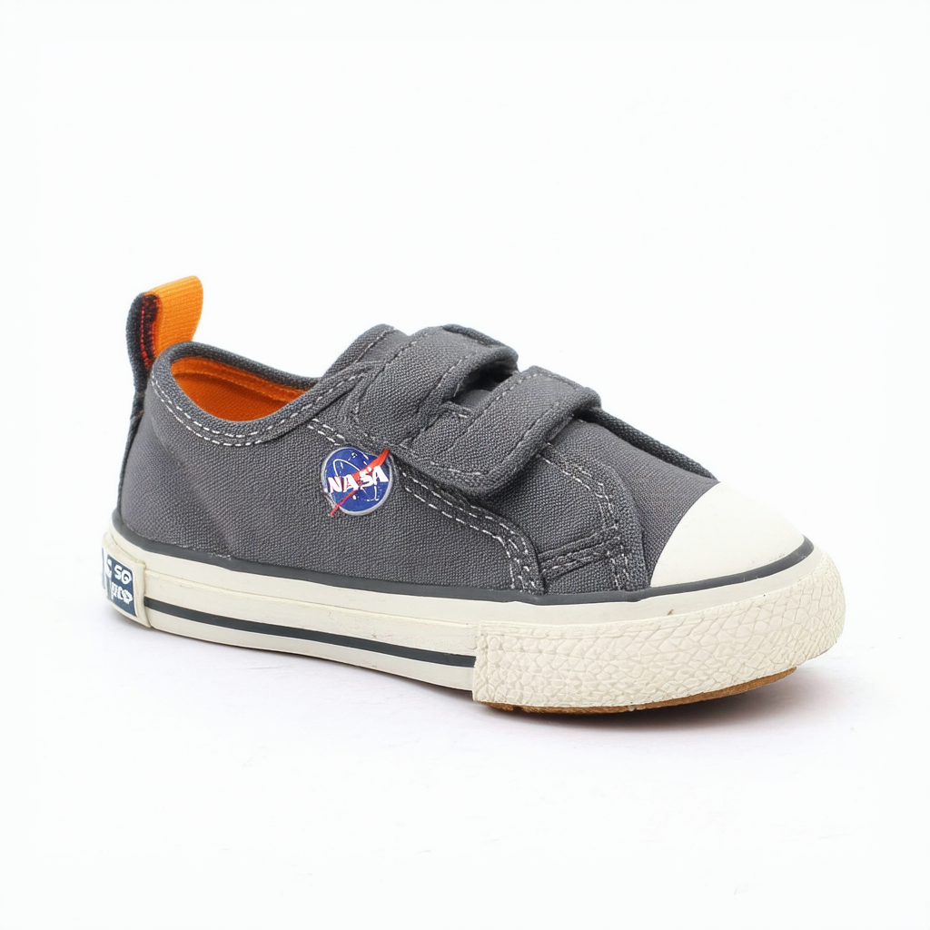 SG Footwear NASA Boys Canvas Twin Gore Shoe, Grey, Boys 10-3