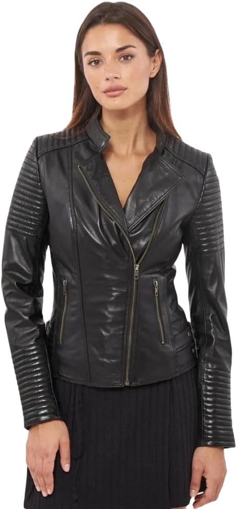 Runway Luxury Moto Coat with Gold Accents