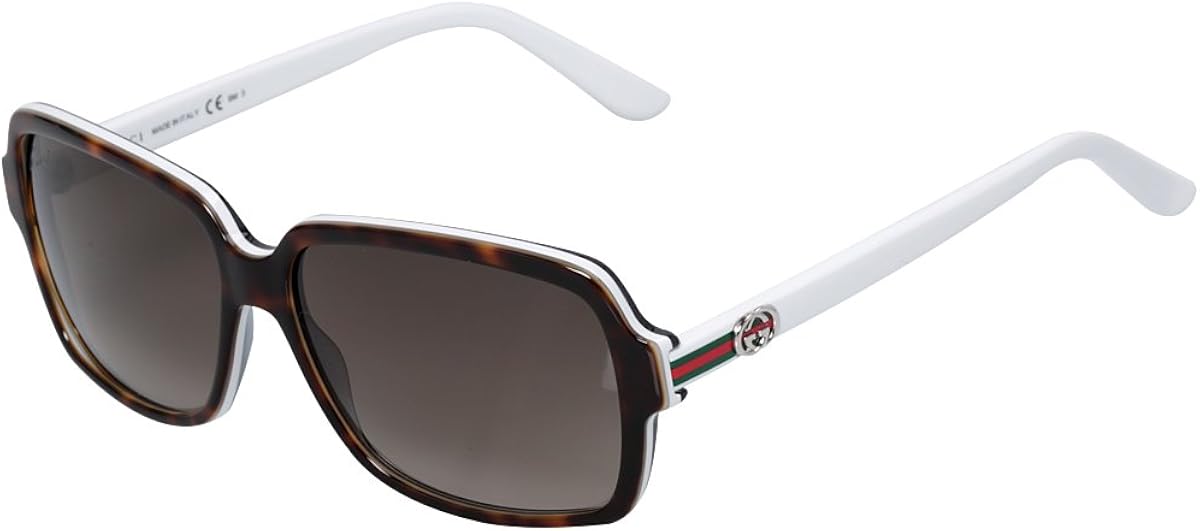 Gucci GG3583/S Sunglasses-0L9Y Dark Havana White (HA Brown Gradient Lens)-57mm