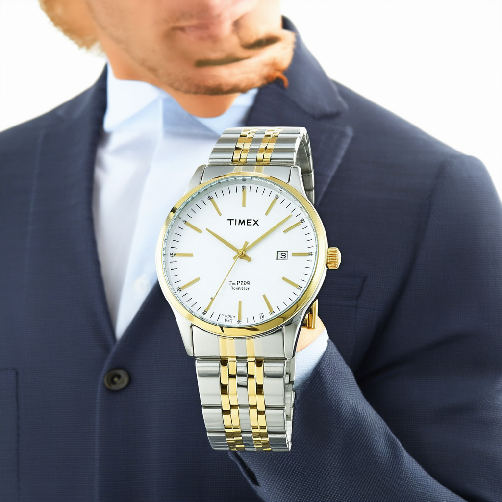 Timex Men's T2P295 Easy Reader Dress Two-Tone Stainless Steel Expansion Band Watch