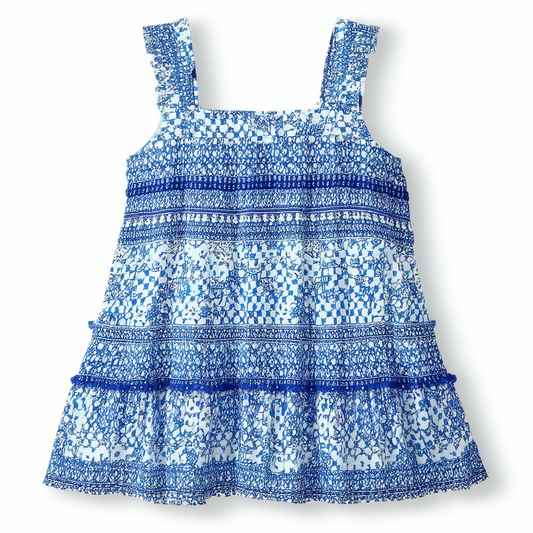 Nautica Girls Chiffon Printed Dress with Tier