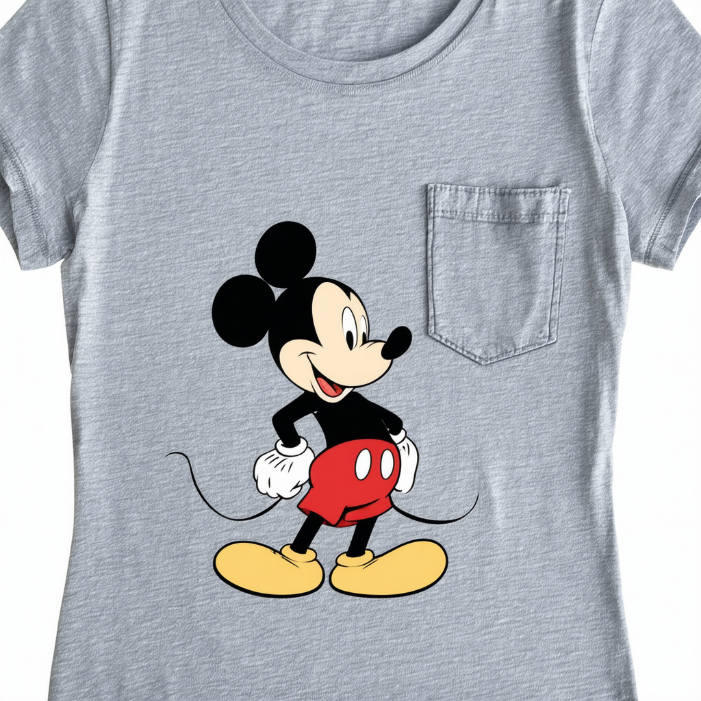 Mickey Mouse Pocket Sized Women's Grey Tee Shirt