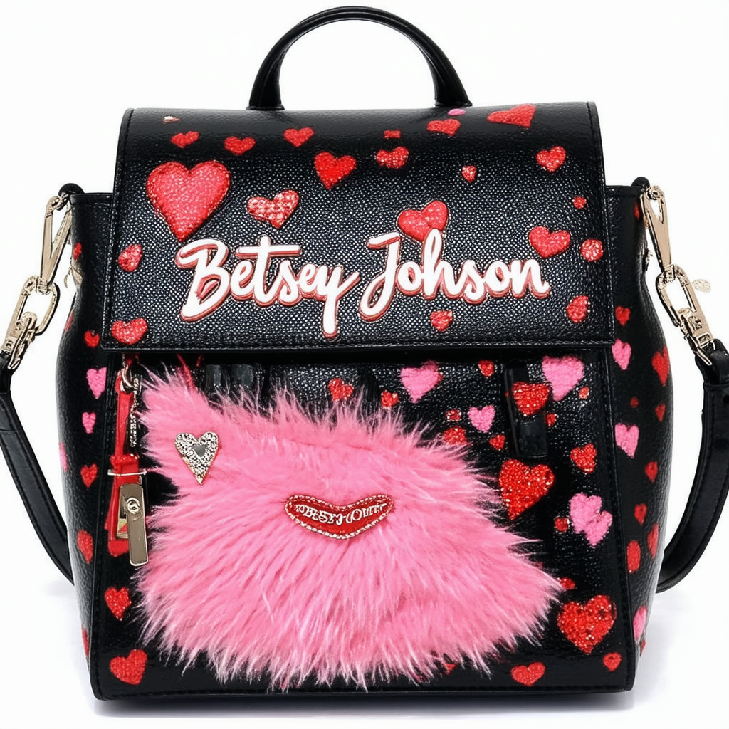 Betsey Johnson Backpack with Crossbody Black/Red One Size