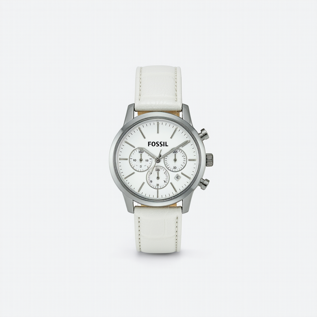 Fossil Women's ES1965 Chronograph White Leather Watch