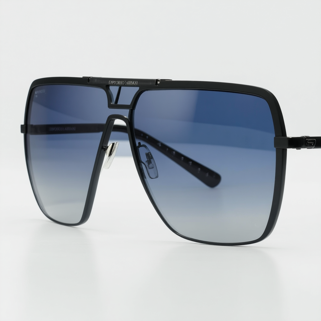 Emporio Armani EA2064 32248F Matte Black/Blue EA2064 Square Pilot Sunglasses