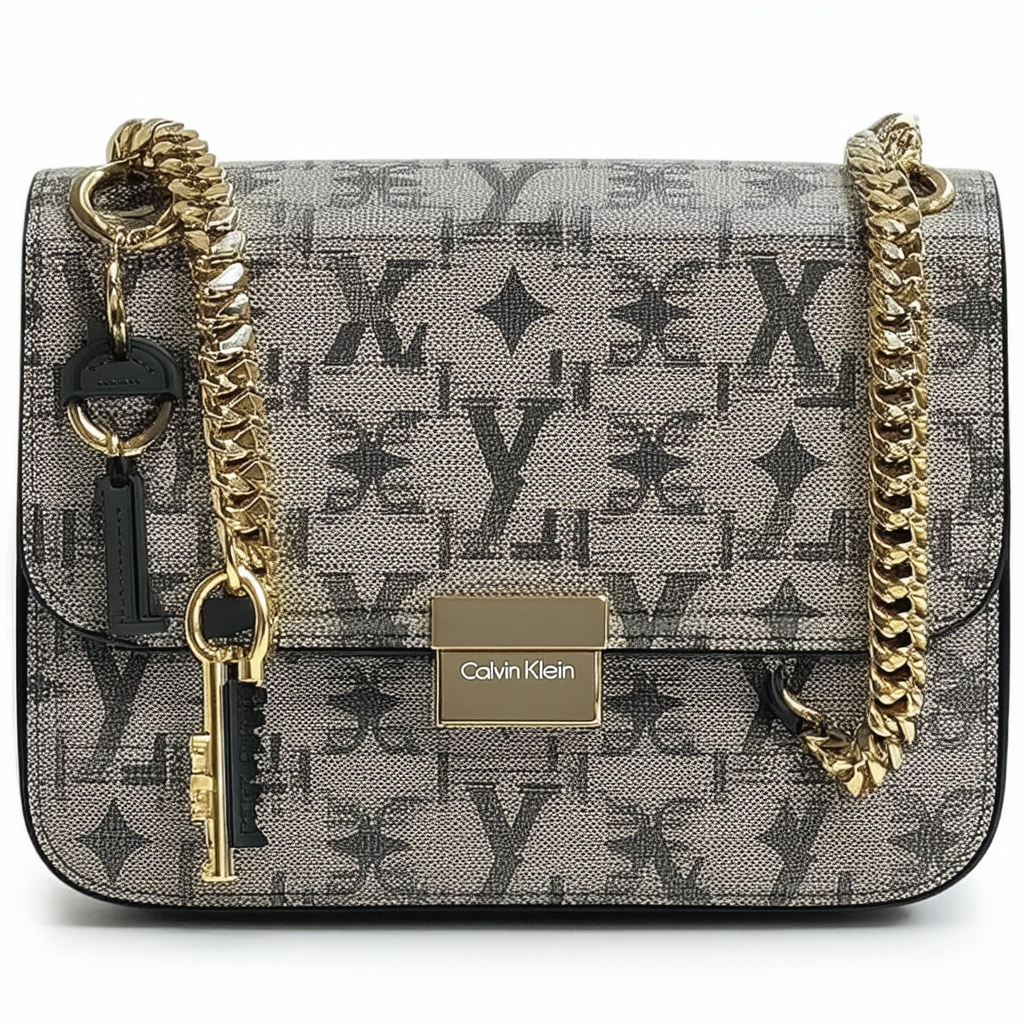 Calvin Klein Key Item Monogram Flap Chain Crossbody