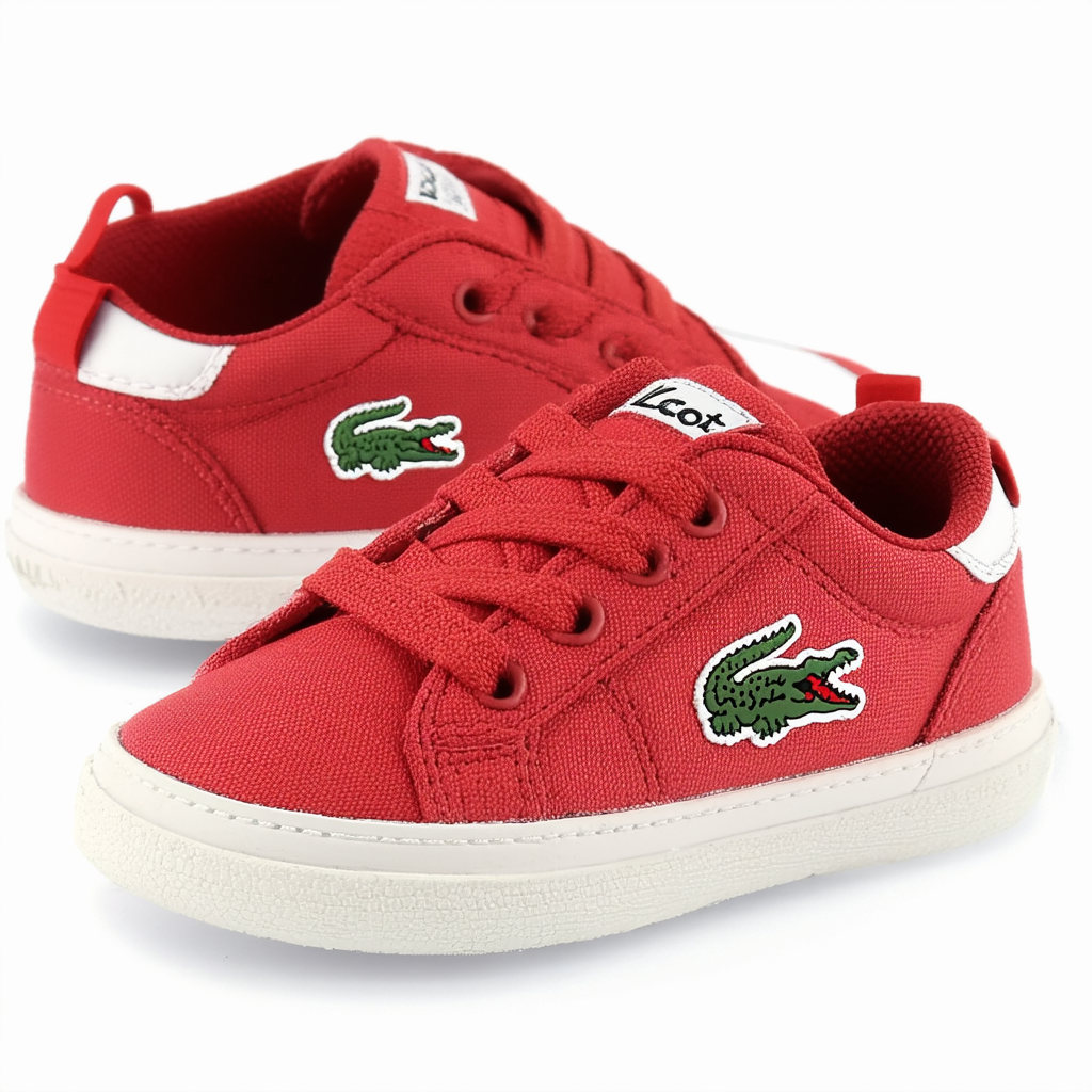 Lacoste Unisex-Baby Kid's Lerond Sneaker, red/Off White, 10. Medium US Toddler