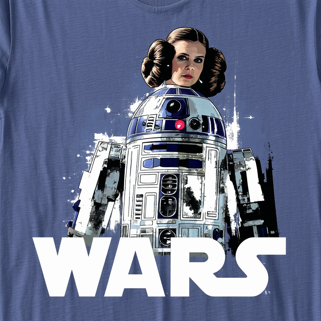 Star Wars Men's Princess Leia with R2-d2, Rebel Insignia T-Shirt