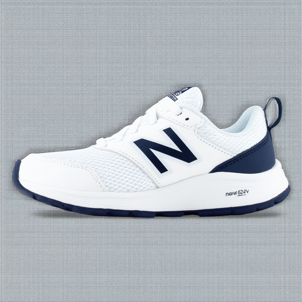 New Balance Kid's 624 V2 Running Shoe, White/Navy, 11 W US Little Kid