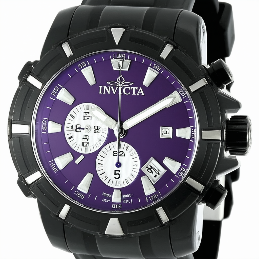 Invicta Men's 0841 Force Chronograph Purple Dial Black Polyurethane Watch