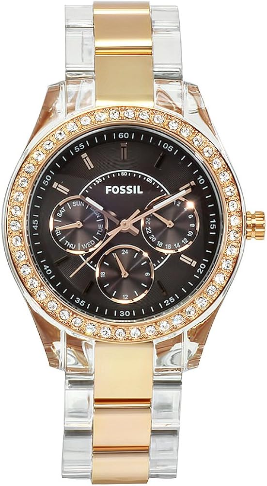 Fossil Women's ES2806 Stella Two Tone Bracelet Brown Dial Watch