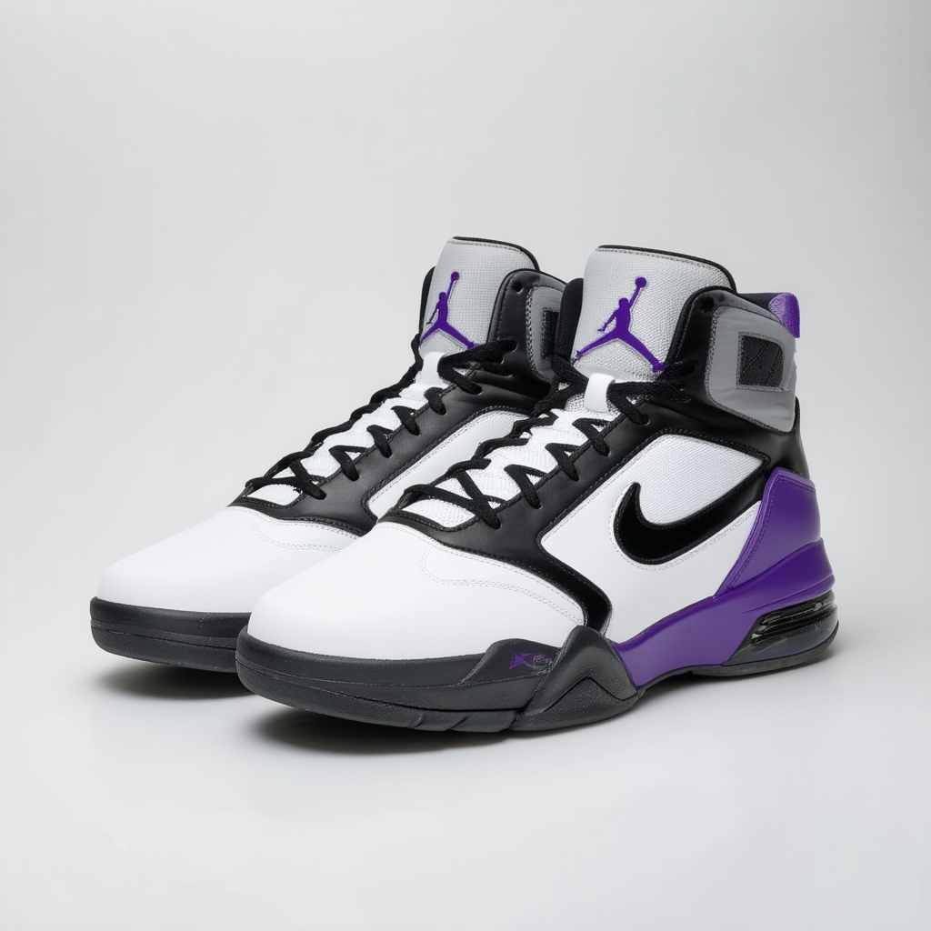 Jordan Flight 23 RST White/Black, Grey, Purple Mens Basketball Sneakers 512234-017