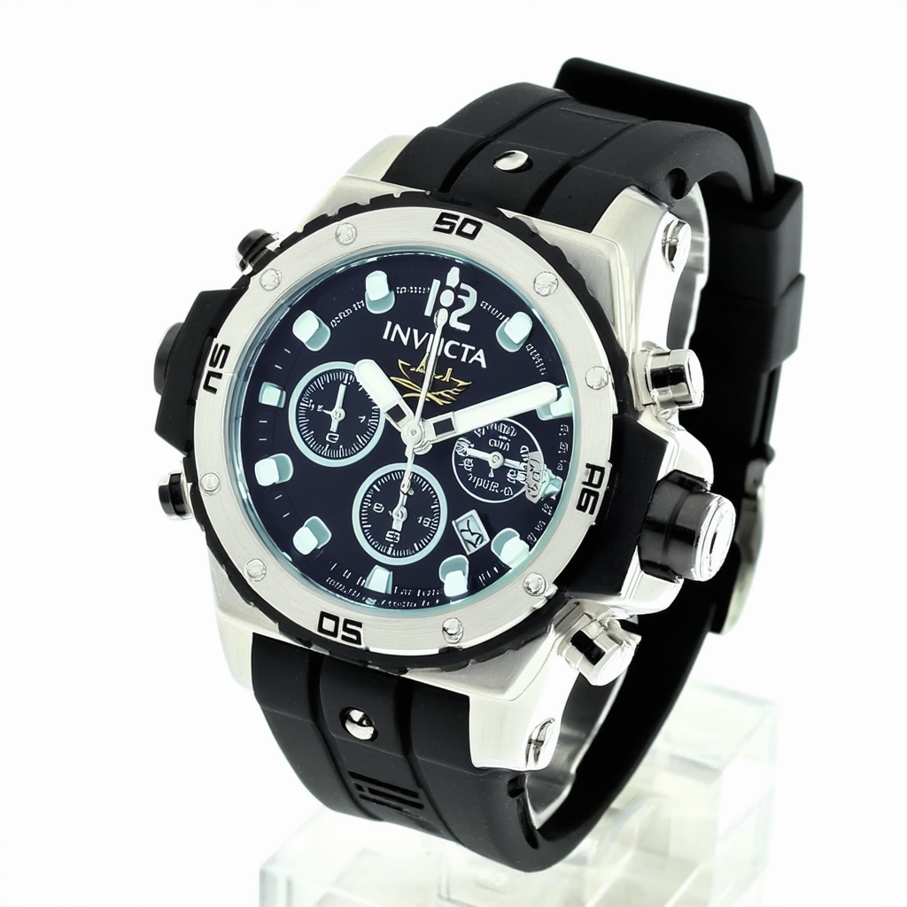 Invicta Men's 0636SYB "Akula" Stainless Steel Watch with Black Silicone Band
