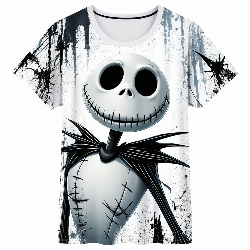 Disney Jack Skellington Womens Plus Size T-Shirt All Over Print