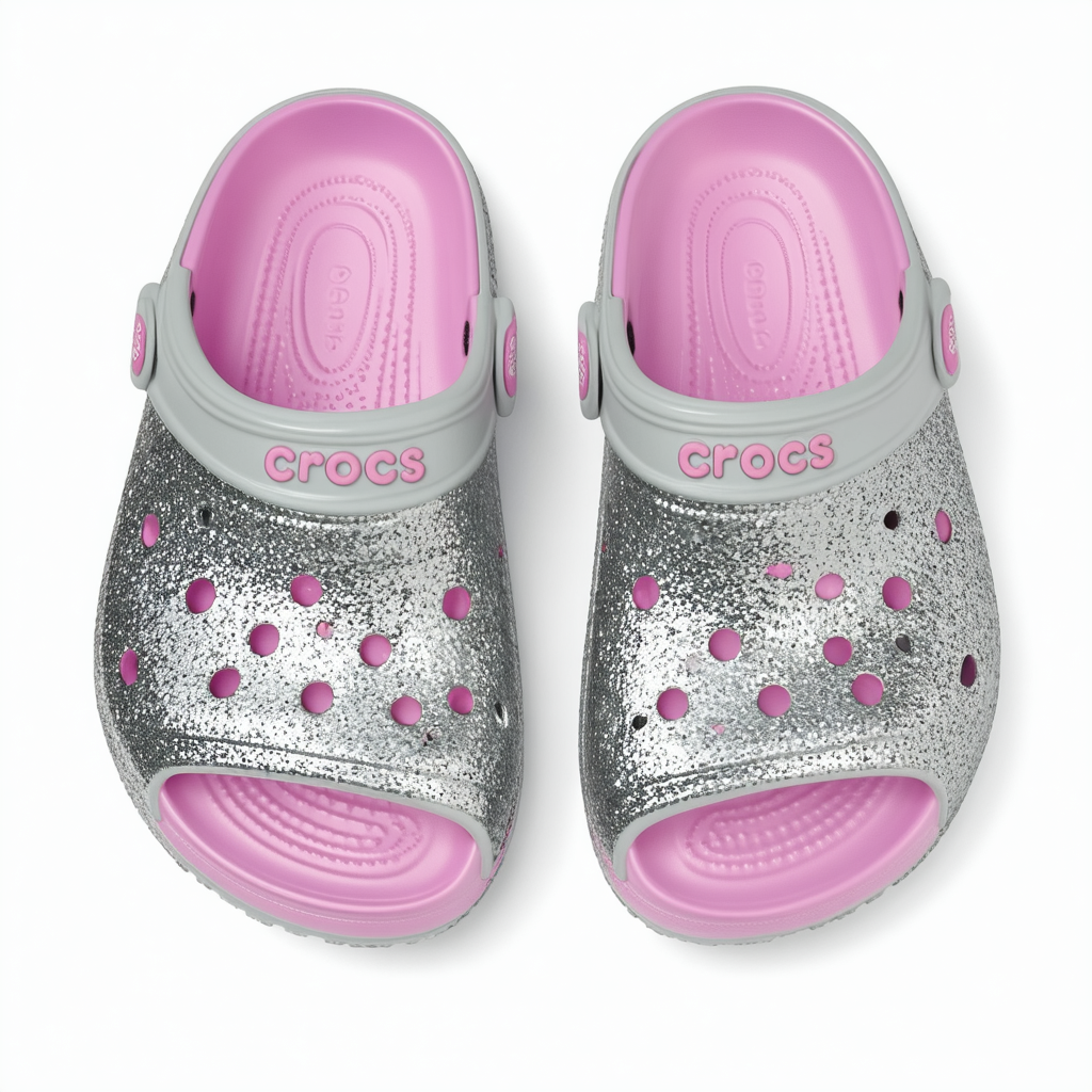 Crocs Girls' Isabella Glitter, Silver, J6