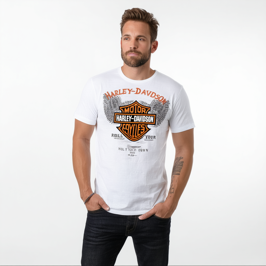 Harley-Davidson Men's Roll Your Own Slim Fit Tee, White - 99079-18VM