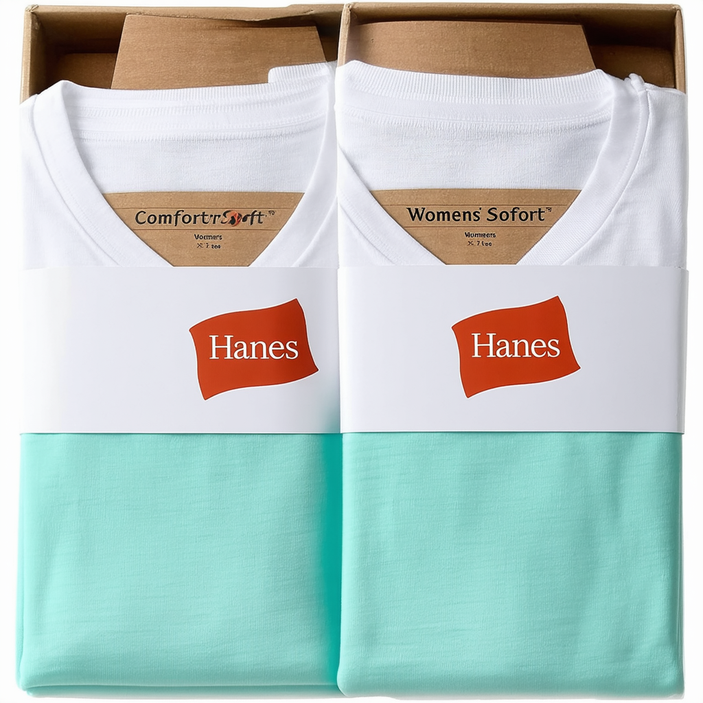 Hanes Womens ComfortSoft Short Sleeve V-Neck Tee 2-Pack, XL, White