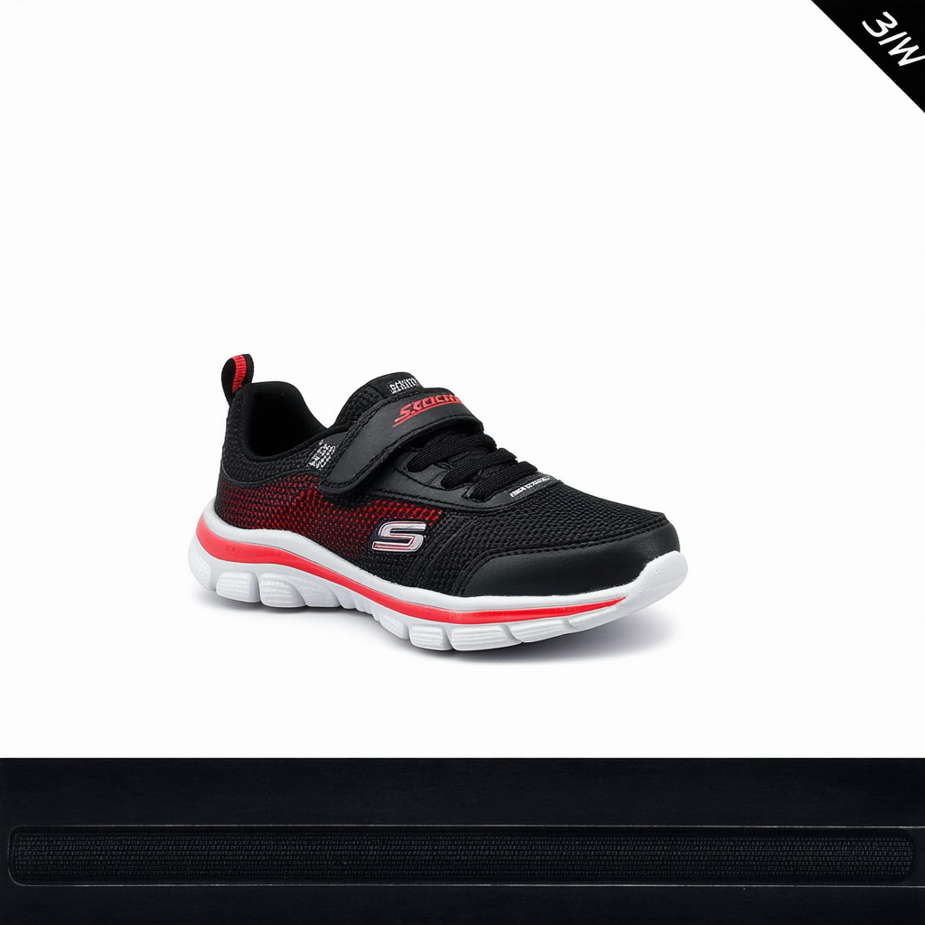 Skechers Boy's Skech-Train Slip On  Black/Red Sneaker - 3 W US Little Kid