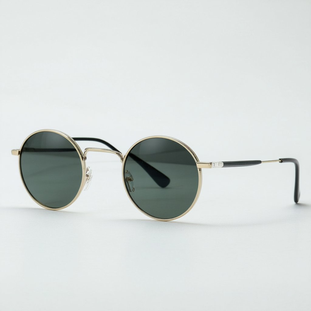 zeroUV Metal Temple Keyhole Bridge Neutral-Colored Lens P3 Round Sunglasses 50mm
