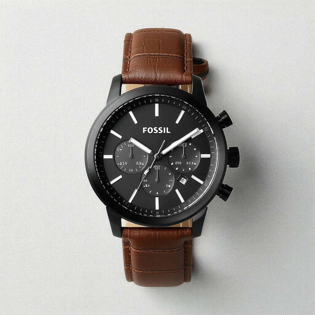 Fossil Men's JR1512 Nate Chronograph Dark Brown Leather Watch