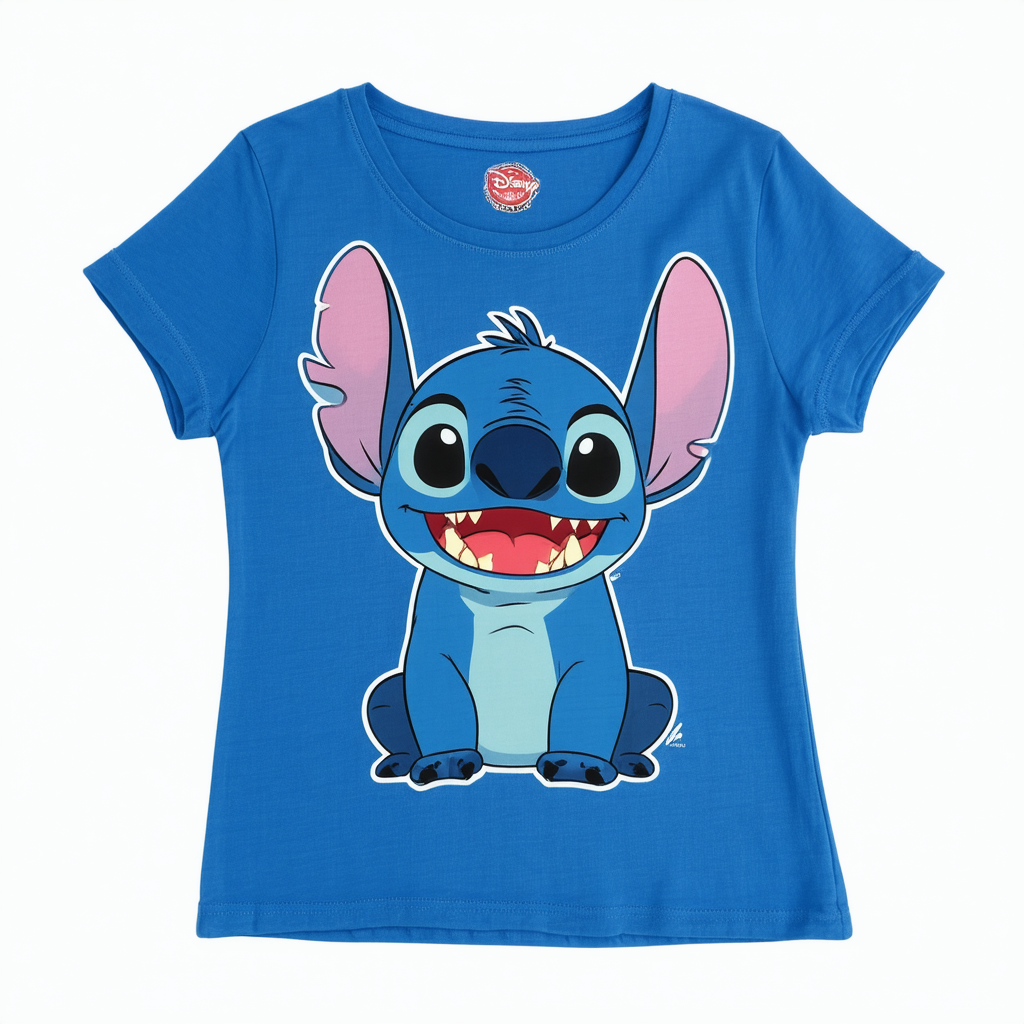 Disney Lilo & Stitch Stitch Collegiate Girl's Solid Crew Tee