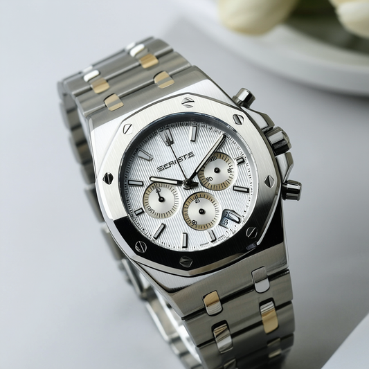 Modern Sophisticate Multifunction Two-Tone Stainless Steel Watch