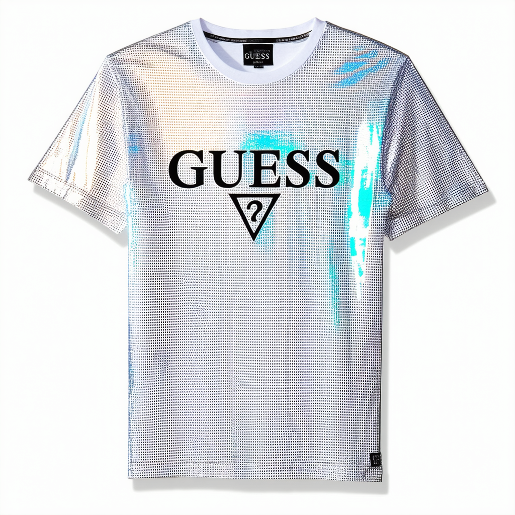 GUESS Men's Short Sleeve Hologram Logo Tee