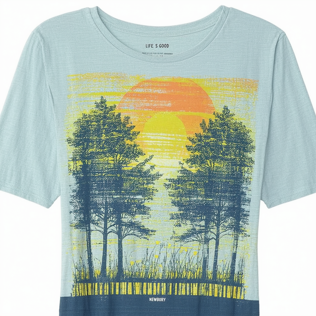 Life is Good Women's Newbury Sun Trees Photo Tee