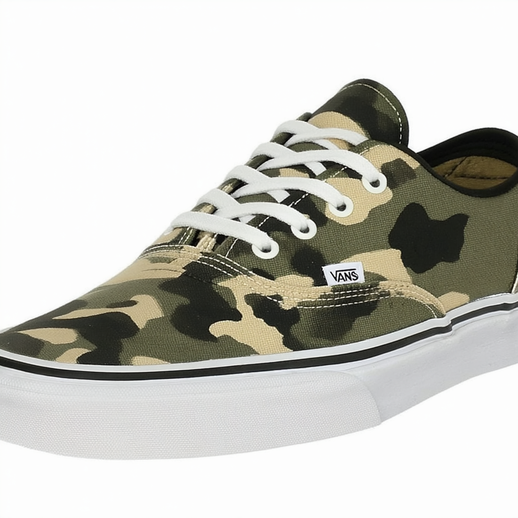 Vans Mens Authentic Skate Shoe (Waxed Canvas) Camo/Marshmellow Size 9