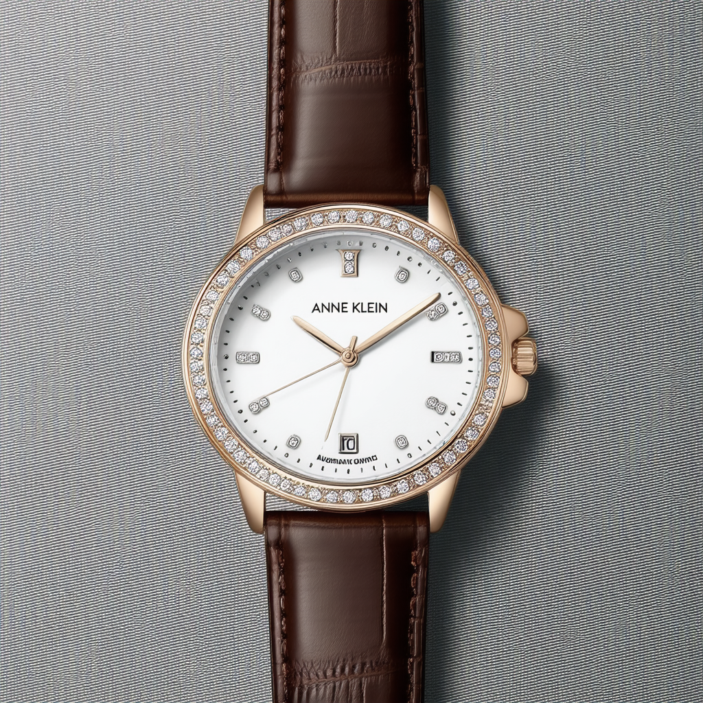 Anne Klein Women's 108817PMWT Automatic Premium Crystal Accented Leather Watch