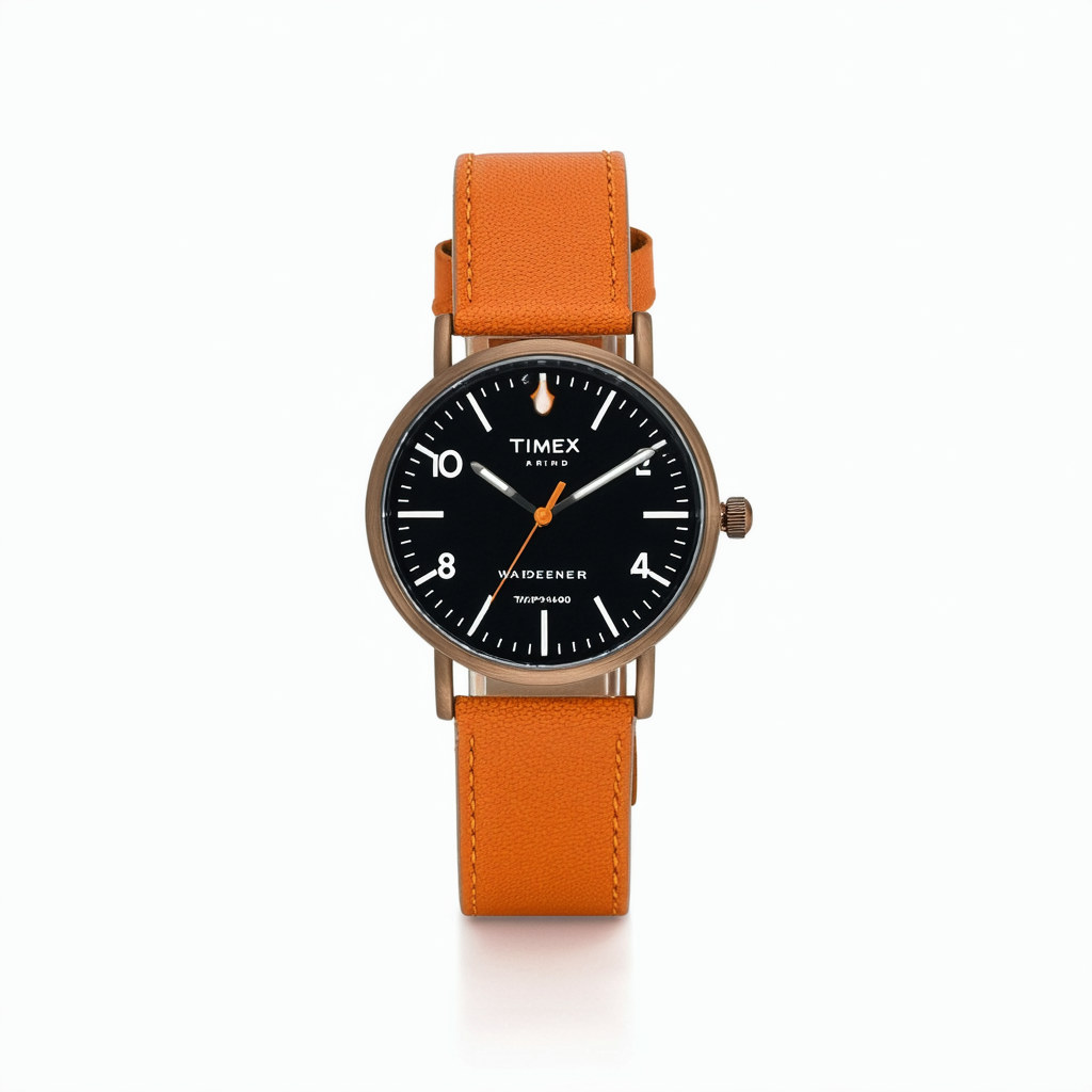 Timex TW2P91400 Weekender Fairfield Black Dial Orange Leather Band Analog Watch