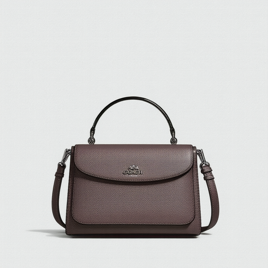 NEW AUTHENTIC COACH MADION LEATHER SMALL TOP HANDLE/CONVERTIBLE CROSSBODY (Mink/Silver)