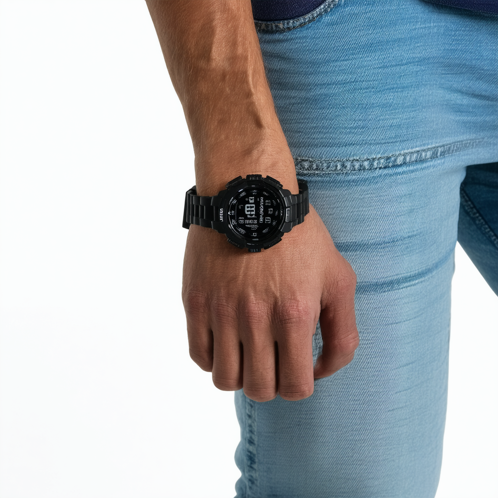 Skechers Men's Gould Quartz Casual Sports Silicone Digital Watch, Color: Black (Model: SR5116)